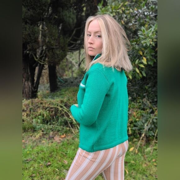 The Kelly Green Wool Zip Up TUNDRA Sweater M - Picture 3 of 16